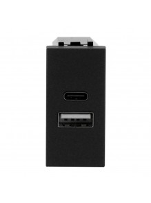 Розетка Zenit антрацит 1 мод. USB A+C 3A