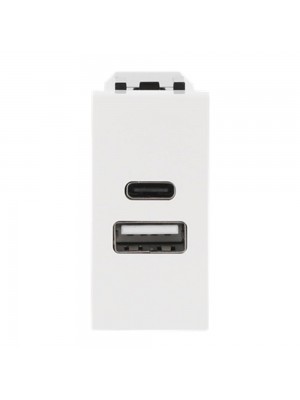 Розетка Zenit біла 1 мод. USB A+C 2,1A
