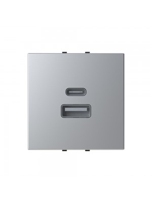 Розетка Zenit срібна USB A+C 30W