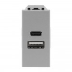 Розетка Zenit срібний 1 мод. USB A+C 2,1A ( 2CLA218530N1301 )