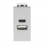 Розетка Zenit срібний 1 мод. USB A+C 3A ( 2CLA218540N1301 )