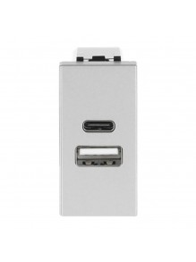 Розетка Zenit срібний 1 мод. USB A+C 3A