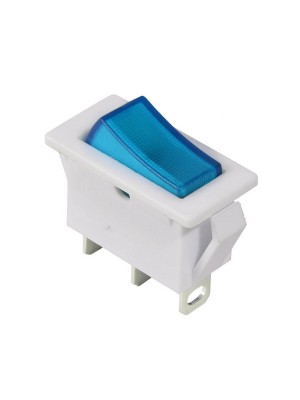 Перемикач Аско 1 клав. синій з підсвічуванням KCD3-101N-13 BL/WH 220V