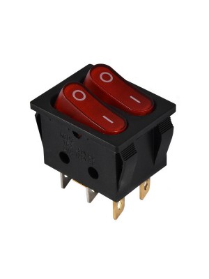 Перемикач Аско 2 клав. червоний з підсвічуванням KCD2-5-2101N R/B 220V