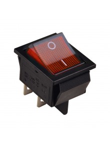 Переключатель Аско 1 клав. красный с подсветкой 12 V AC/DC KCD2-201N R/B