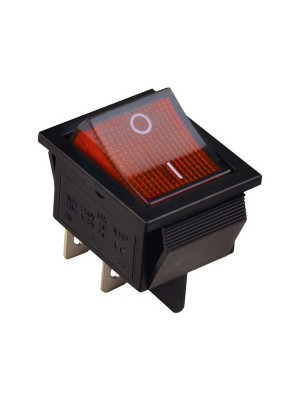 Переключатель Аско 1 клав. красный с подсветкой 12 V AC/DC KCD2-201N R/B