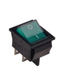 Переключатель Аско 1 клав. зеленый с подсветкой 12 V AC/DC KCD2-201N GR/B