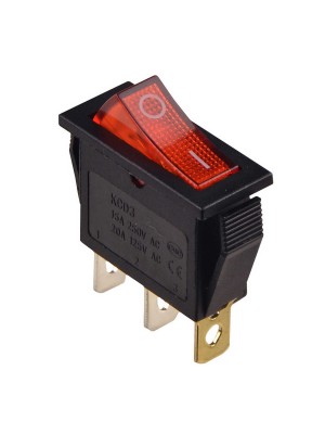 Перемикач Аско 1 клав. червоний з підсвічуванням 12 V AC/DC KCD3-101N R/B