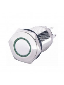 Кнопка металева АСКО TYJ 16-261 з підсвічуванням зелена