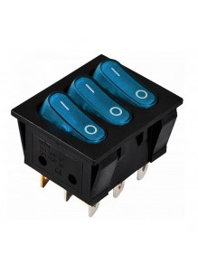 Перемикач Аско 3 клав. синій с подсветкой KCD2-3101N C3-BL/B 