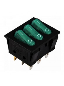 Перемикач Аско 3 клав. зелений с подсветкой KCD2-3101N GR/B