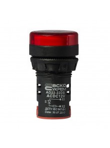 Світлосигнальна арматура AD22-22DS 12V червона Аско