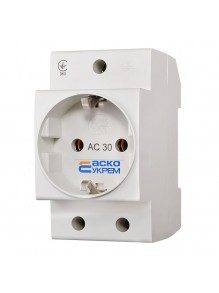 Розетка 1-на з/з на DIN рейку  AC30 2Р+РЕ Аско
