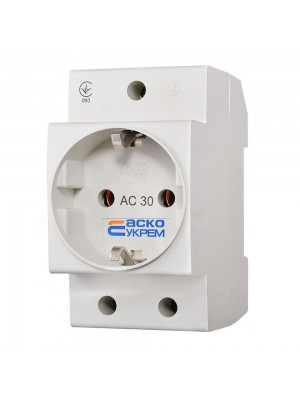 Розетка 1-на з/з на DIN рейку  AC30 2Р+РЕ Аско