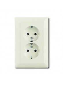Розетка ABB basic55 cлонова кість 2-на з заземленням