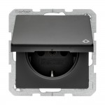 Розетка Berker Q.x антрацит 1-а з/з з кришкою ( 47516066 )