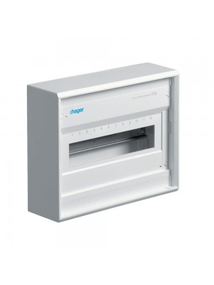 Бокс пластиковый Hager Volta на 12 модулей накладной без дверцы с клеммами