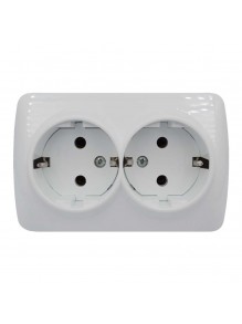 Розетка ALSU біла 2-на з заземленням 