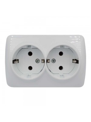 Розетка ALSU біла 2-на з заземленням 