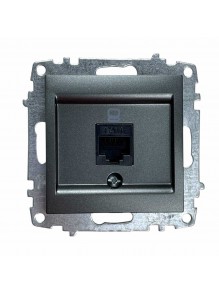 Розетка EL-BI ZENA Silverline чорний металік комп'ютерна 1-a без рамки