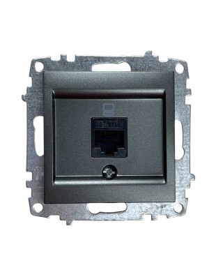 Розетка EL-BI ZENA Silverline чорний металік комп'ютерна 1-a без рамки