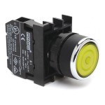 Кнопка EMAS с фиксацией B100FS (1НО) жёлтая