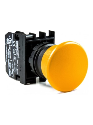 Кнопка EMAS грибок без фиксации B100MS (1НВ) жёлтая