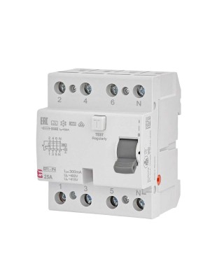 Реле диференційне ПЗВ 4р EFI6-P4 25/0,3 тип A 6kA ETI