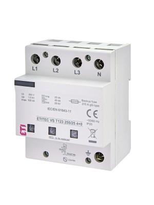 Ограничитель перенапряжения 255/25 T123 4р (4+0) ETITEC VS ЕТІ