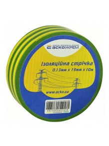 Изолента АСКО 0,13мм х 19мм / 10м желто-зеленая