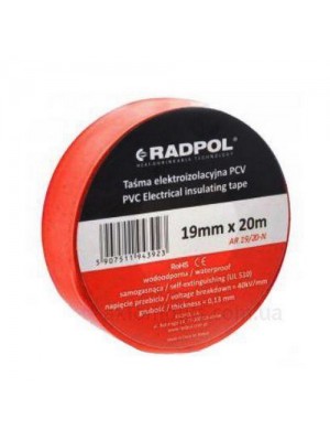 Изолента Radpol 0,13мм х 19мм / 20м красная
