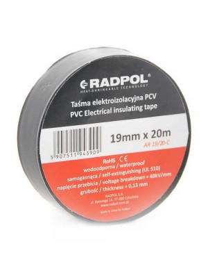 Изолента Radpol 0,13мм х 19мм / 20м черная