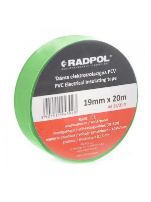 Изолента Radpol 0,13мм х 19мм / 20м зеленая