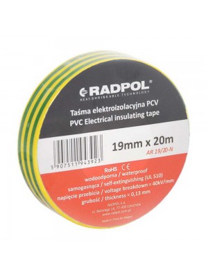 Изолента Radpol 0,13мм х 19мм / 20м желто-зеленая