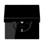 Розетка Jung LS чорна 1-на з заземленням з кришкою ( LS1520KLSW )