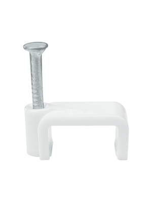 Скоба кабельная 7мм плоская белая СКИМ