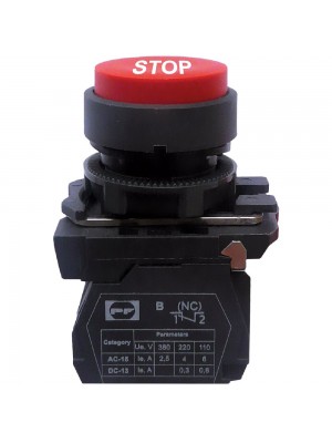 Вимикач кнопочный пластиковый FP5-AL4342 1NC STOP красный Промфактор