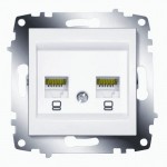 Розетка EL-BI ZENA біла комп'ютерна CAT6 RJ45 2-на без рамки ( 609-010200-248 )