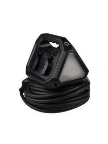 Подовжувач АСКО каучук 4р 15м + LED ліхтарик чорний IP44