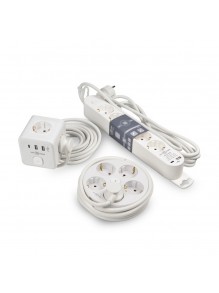 Подовжувач АСКО "куб" 3р 3м з заземленням 2 гн. USB + 1 гн.Type C білий