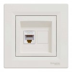 Розетка Schneider Asfora кремова комп'ютерна RJ45 Cat. 5E з рамкою ( EPH4300123 )