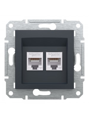 Розетка Schneider Asfora антрацит комп'ютерна RJ45 Cat.6 2-на