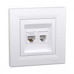 Розетка Schneider Asfora біла комп'ютерна RJ45 Cat.5E + тел. RJ12 з рамкою ( EPH4900121 )