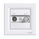 Розетка Schneider Asfora белая телевизионная TV-SAT 4dB проходная с рамкой ( EPH3400221 )