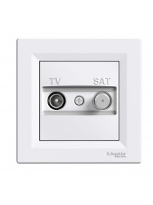 Розетка Schneider Asfora белая телевизионная TV-SAT 4dB проходная с рамкой