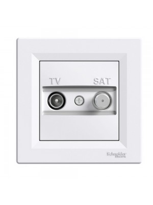Розетка Schneider Asfora белая телевизионная TV-SAT 4dB проходная с рамкой