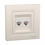 Розетка Schneider Asfora кремова комп'ютерна RJ45 Cat.5E 2-на з рамкою ( EPH4400123 )