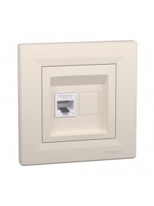 Розетка Schneider Asfora кремова комп'ютерна RJ45 Cat.6 з рамкою