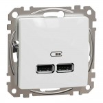 Розетка Schneider Sedna Design ​ біла 2-на USB A+A  без рамки ( SDD111401 )