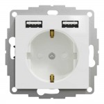 Розетка Schneider Sedna Design ​ біла 1-на з заземленням+ 2-а USB A+A без рамки ( SDD111052 )